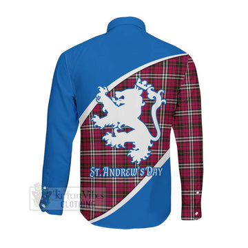 Little Family Crest Tartan Long Sleeve Button Shirt Celebrate Saint Andrew's Day in Style