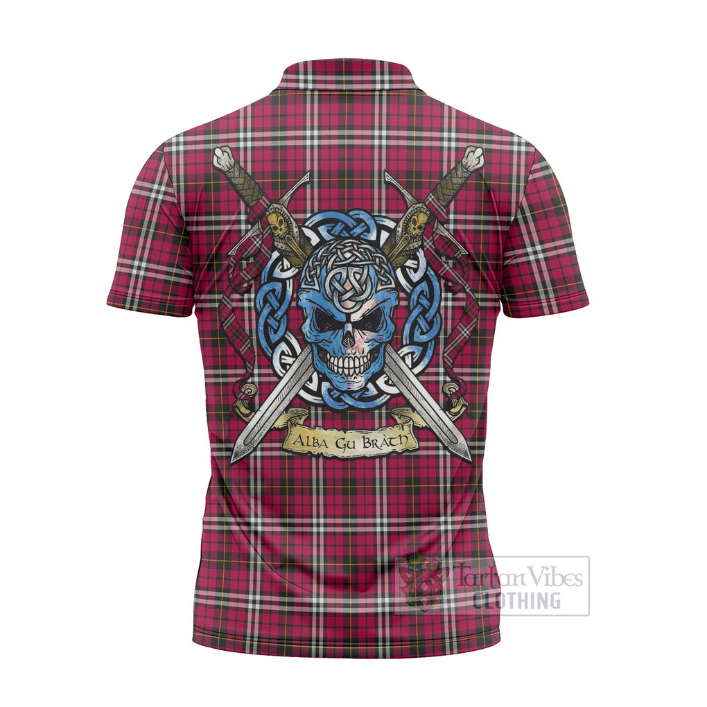 Tartan Vibes Clothing Little Tartan Zipper Polo Shirt with Family Crest Celtic Skull Style