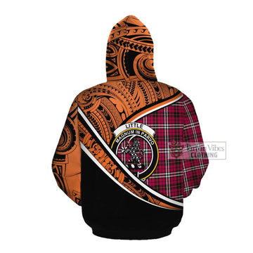 Little Crest Tartan Cotton Hoodie with Polynesian Vibes Style - Orange Version