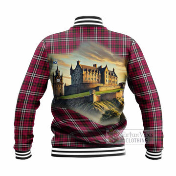 Little Tartan Family Crest Baseball Jacket with Scottish Ancient Castle Style - Tartan Vibes Clothing