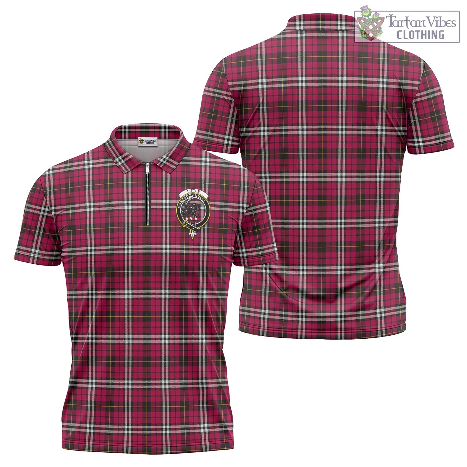 Tartan Vibes Clothing Little Tartan Zipper Polo Shirt with Family Crest