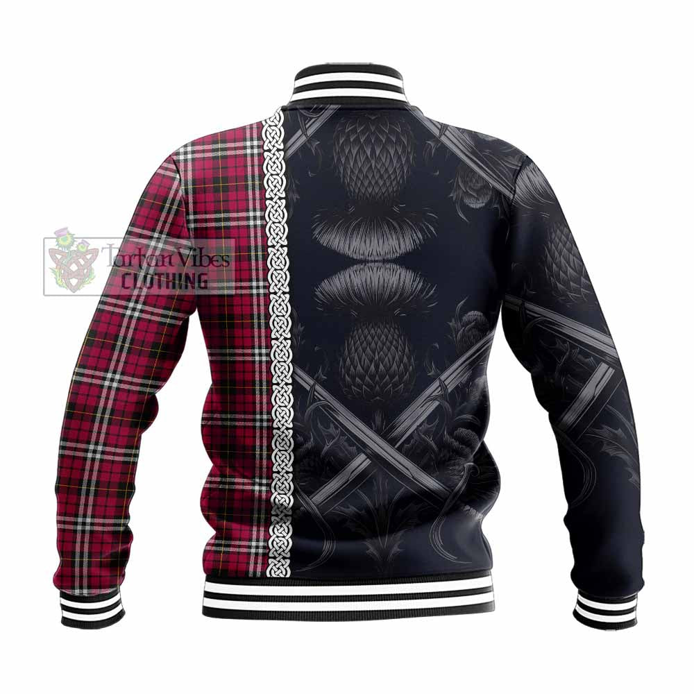 Tartan Vibes Clothing Little Tartan Baseball Jacket with Family Crest Cross Sword Thistle Celtic Vibes