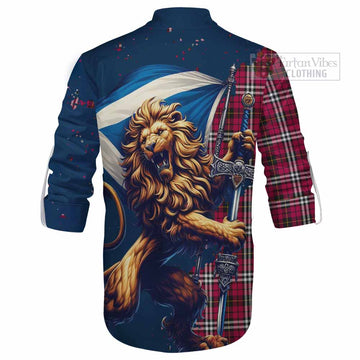 Little Tartan Family Crest Ghillie Kilt Shirt with Scottish Majestic Lion