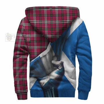 Little Tartan Sherpa Hoodie with Family Crest Scotland Patriotic Style