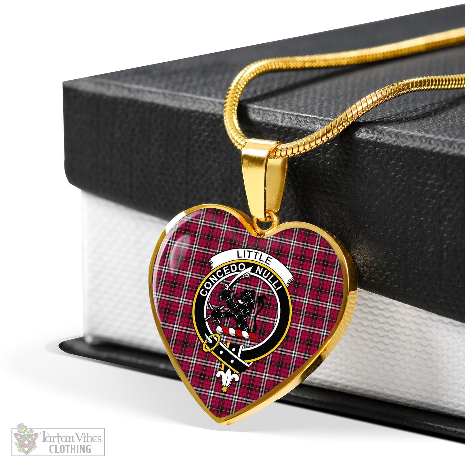 Tartan Vibes Clothing Little Tartan Heart Necklace with Family Crest