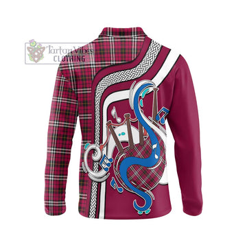 Little Tartan Long Sleeve Polo Shirt with Epic Bagpipe Style