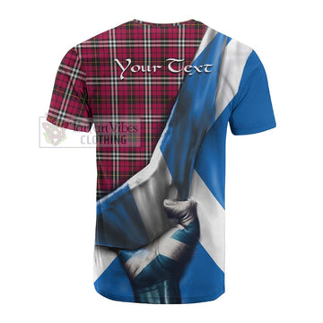 Little Tartan Cotton T-shirt with Family Crest Scotland Patriotic Style