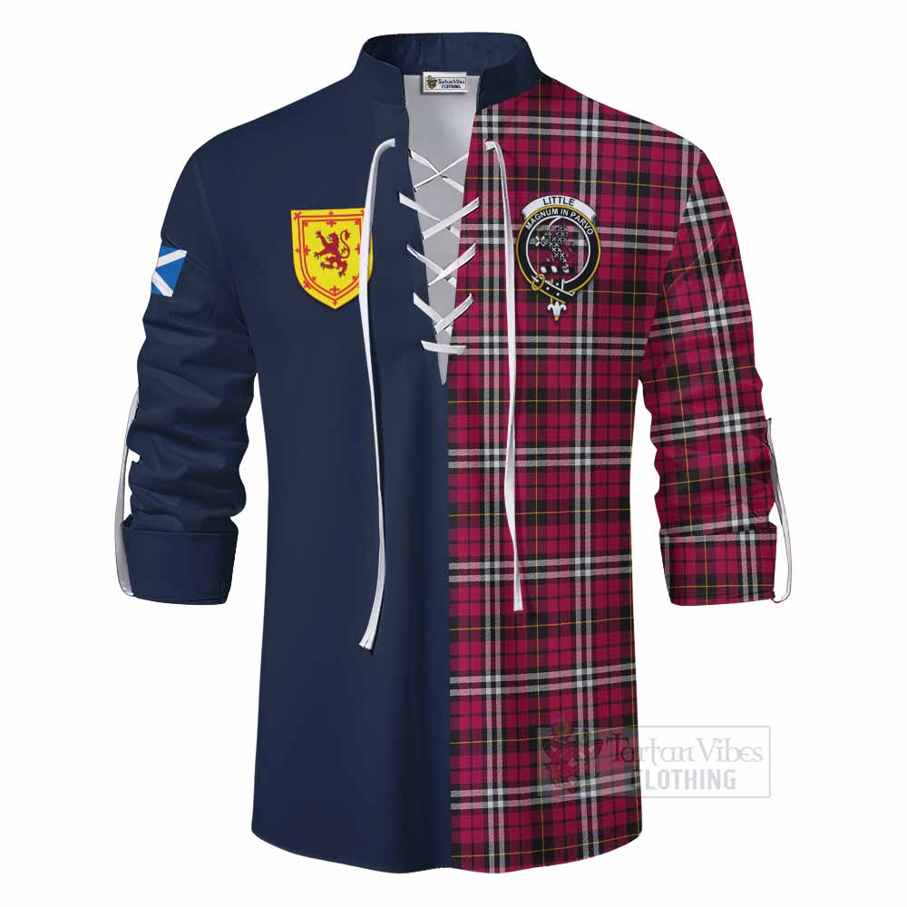 Little Tartan Ghillie Kilt Shirt Alba with Scottish Lion Royal Arm Half Style