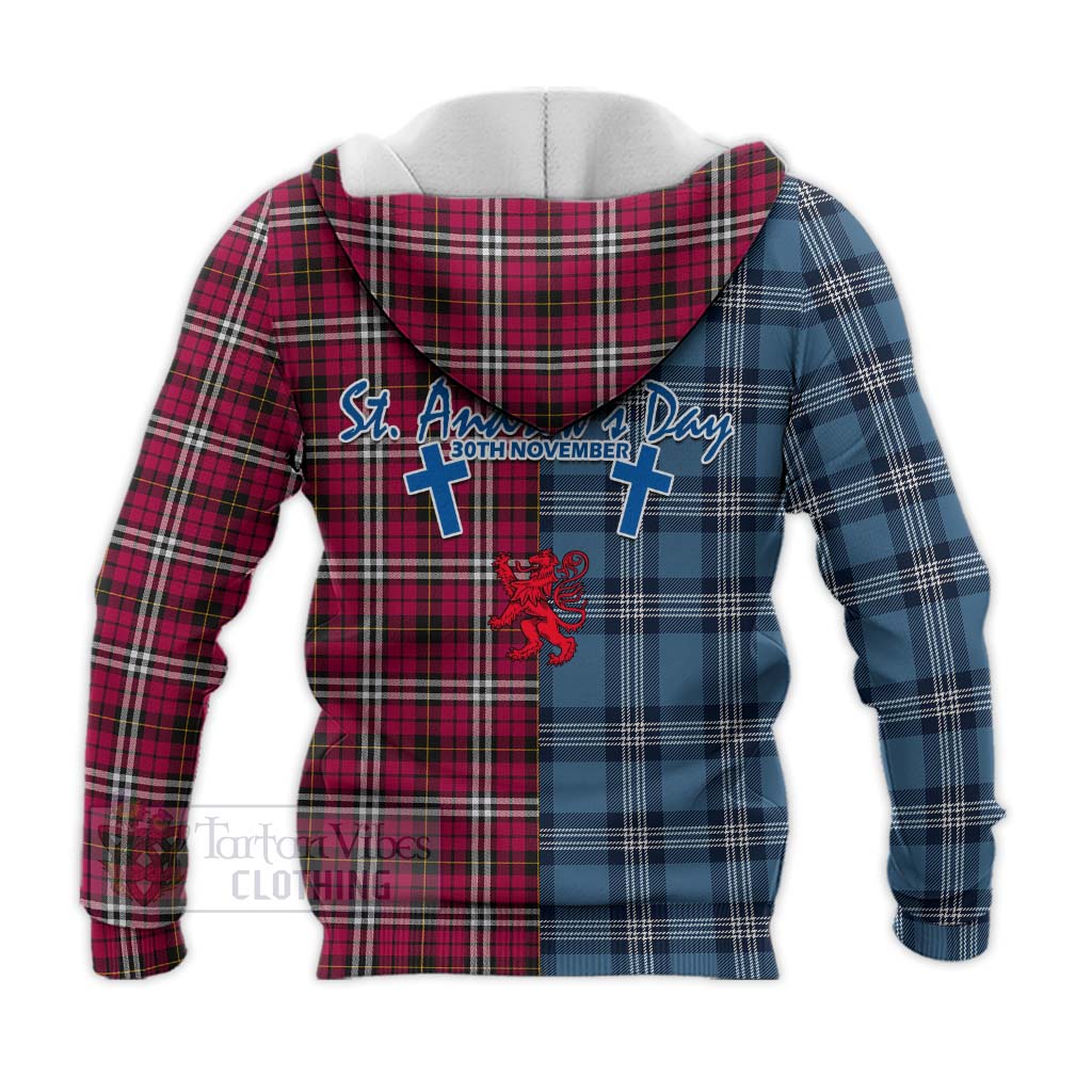 Tartan Vibes Clothing Little Tartan Knitted Hoodie Happy St. Andrew's Day Half Tartan Style