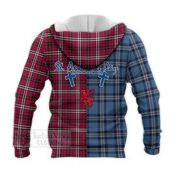 Little Tartan Knitted Hoodie Happy St. Andrew's Day Half Tartan Style