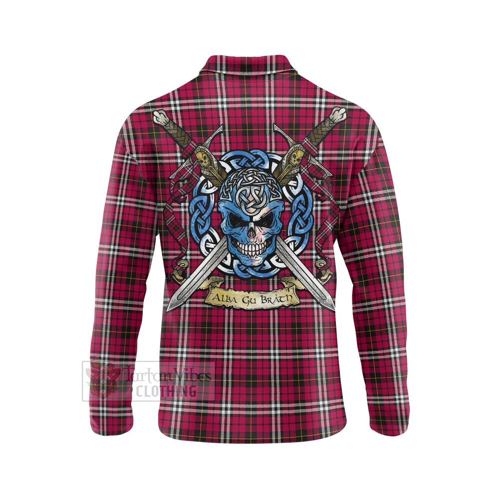 Tartan Vibes Clothing Little Tartan Long Sleeve Polo Shirt with Family Crest Celtic Skull Style