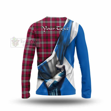 Little Tartan Long Sleeve T-Shirt with Family Crest Scotland Patriotic Style