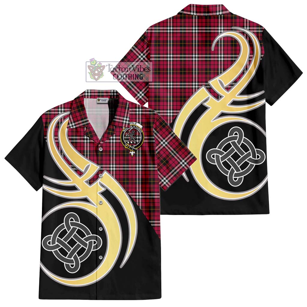 Tartan Vibes Clothing Little Tartan Short Sleeve Button Shirt with Family Crest and Celtic Symbol Style