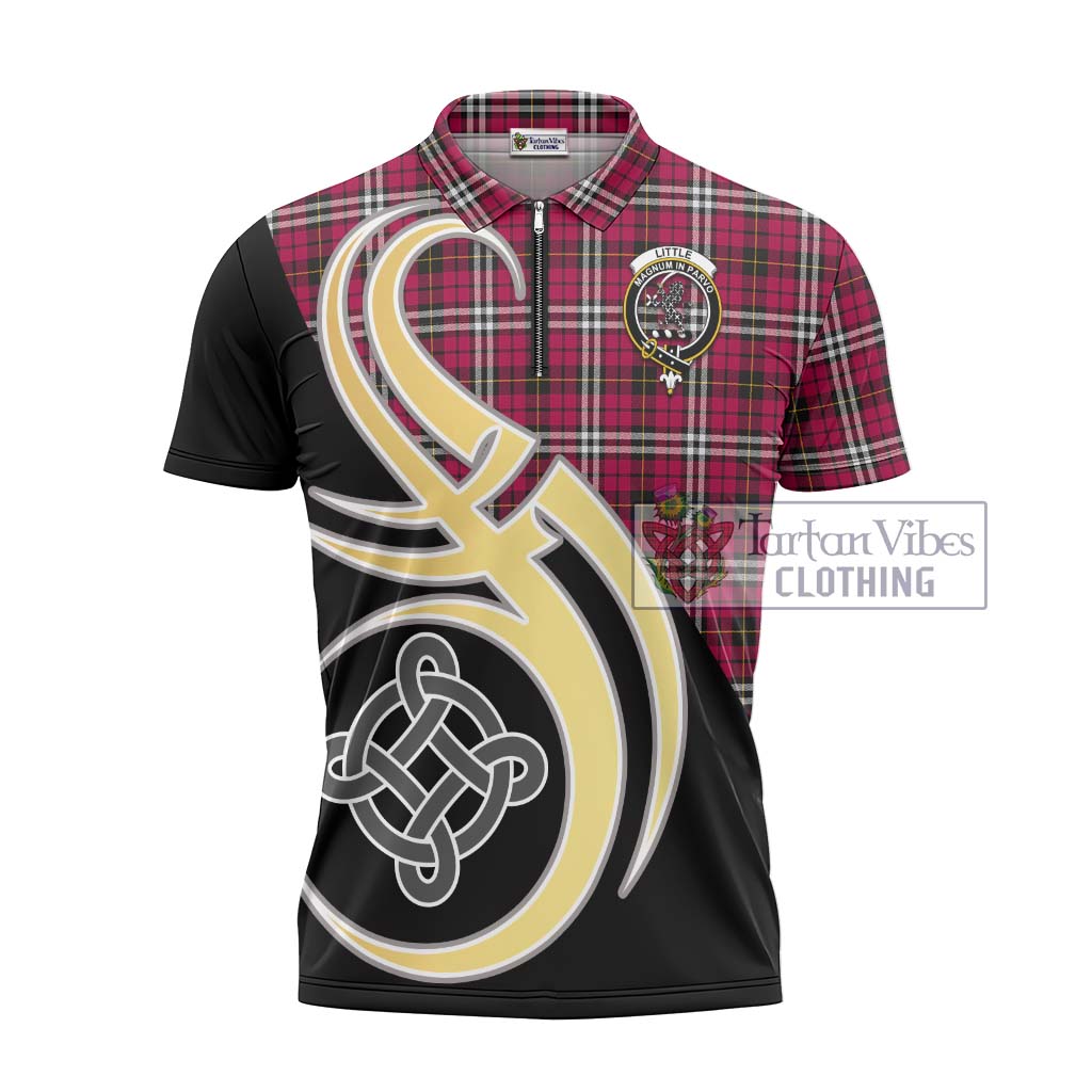 Tartan Vibes Clothing Little Tartan Zipper Polo Shirt with Family Crest and Celtic Symbol Style