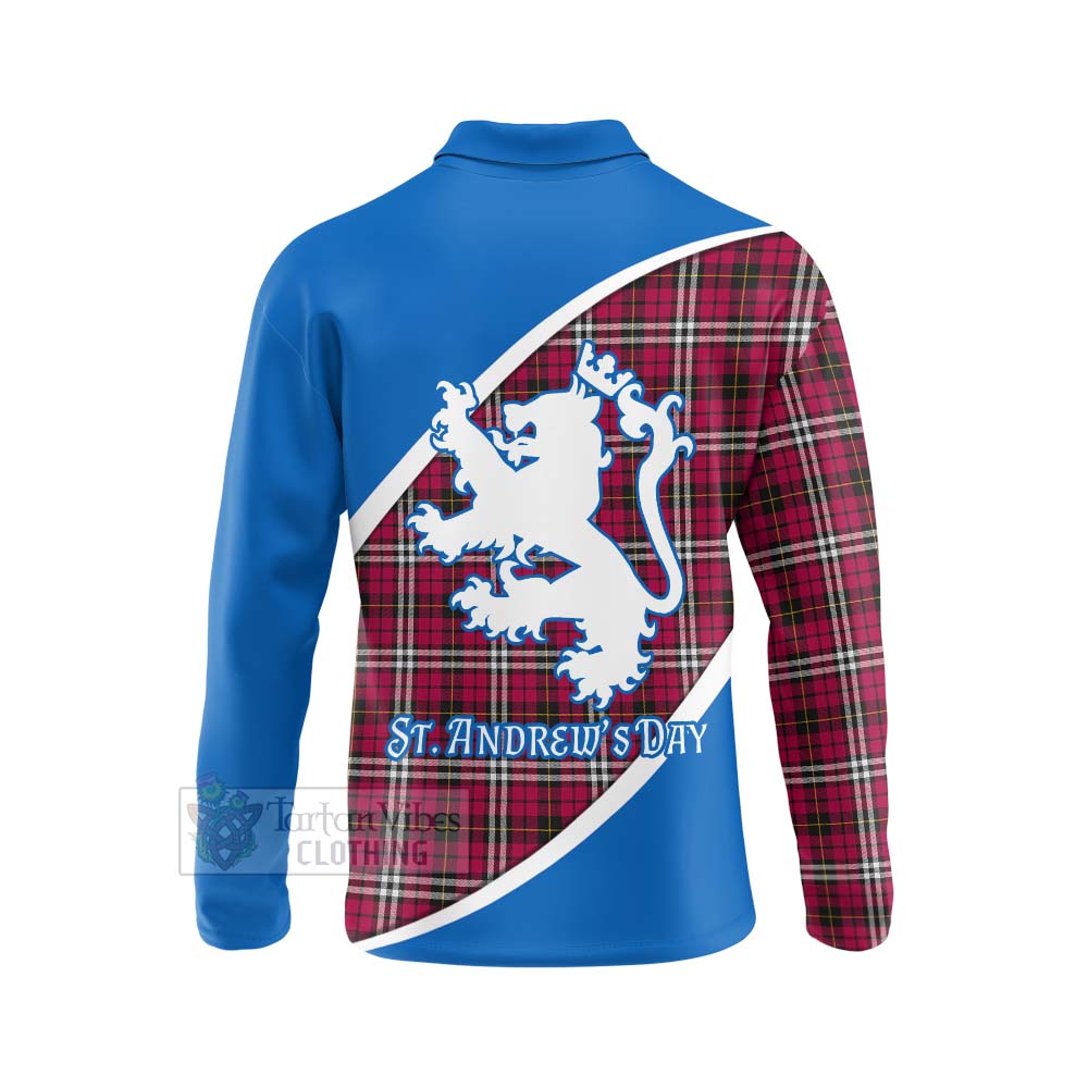 Tartan Vibes Clothing Little Family Crest Tartan Long Sleeve Polo Shirt Celebrate Saint Andrew's Day in Style