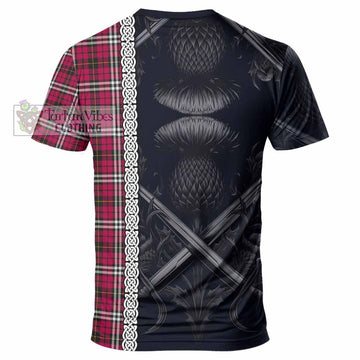 Little Tartan T-Shirt with Family Crest Cross Sword Thistle Celtic Vibes