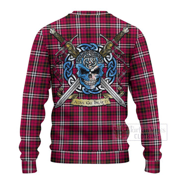 Little Tartan Ugly Sweater with Family Crest Celtic Skull Style