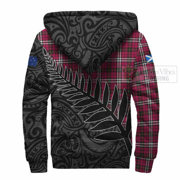 Little Crest Tartan Sherpa Hoodie with New Zealand Silver Fern Half Style