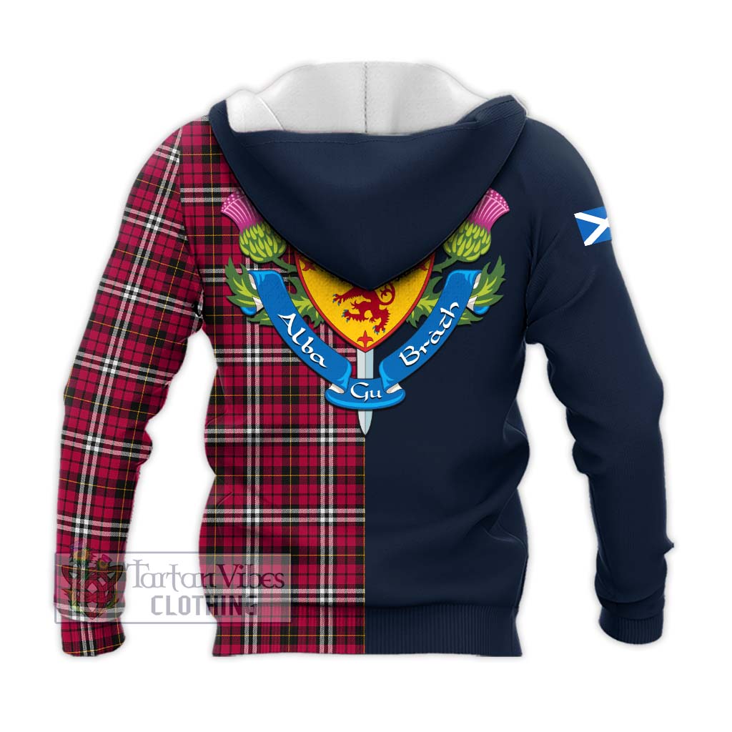 Tartan Vibes Clothing Little Tartan Knitted Hoodie with Scottish Lion Royal Arm Half Style