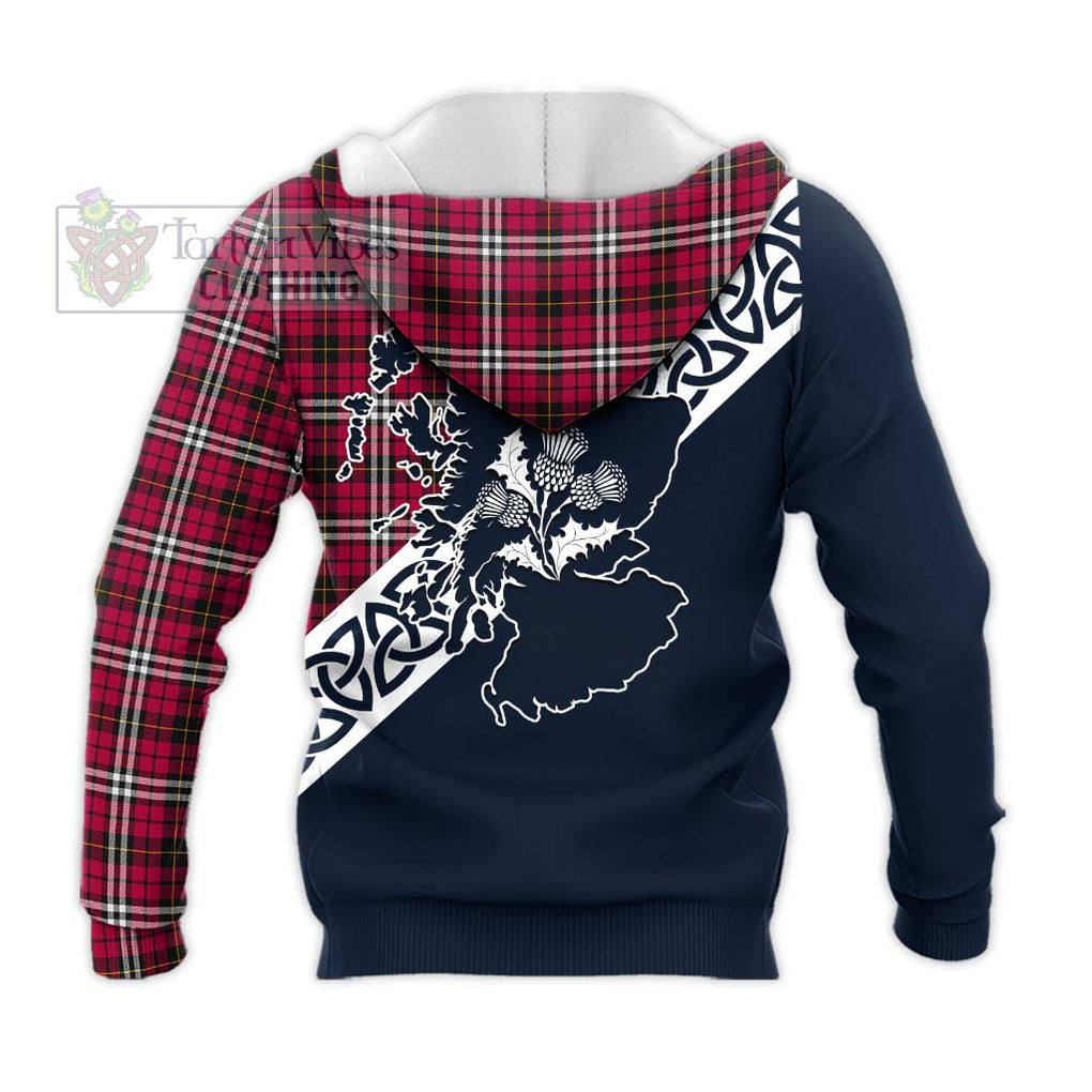 Tartan Vibes Clothing Little Tartan Knitted Hoodie Featuring Thistle and Scotland Map