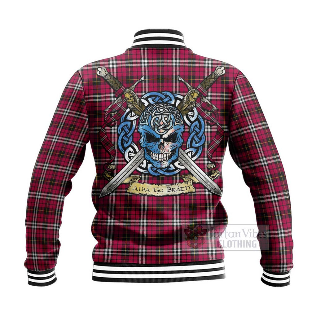 Tartan Vibes Clothing Little Tartan Baseball Jacket with Family Crest Celtic Skull Style