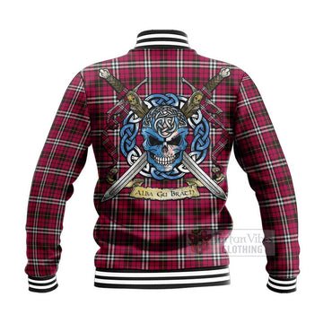 Little Tartan Baseball Jacket with Family Crest Celtic Skull Style