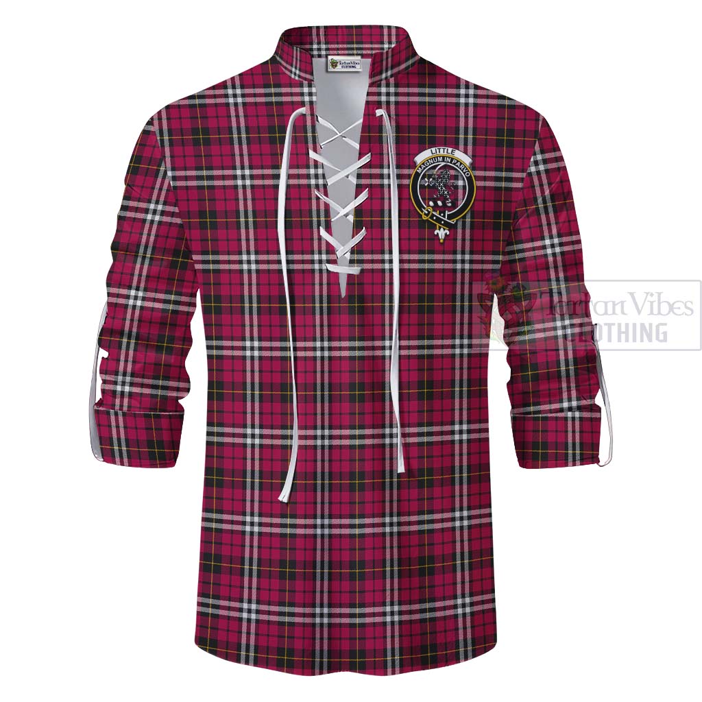 Tartan Vibes Clothing Little Tartan Ghillie Kilt Shirt with Family Crest and Bearded Skull Holding Bottles of Whiskey