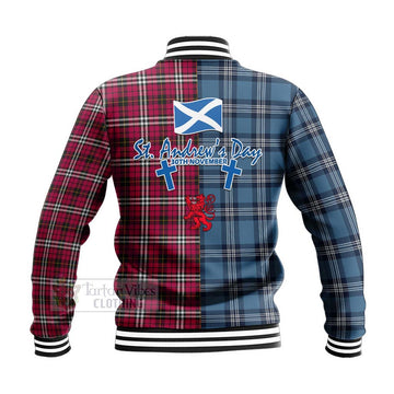 Little Tartan Baseball Jacket Happy St. Andrew's Day Half Tartan Style