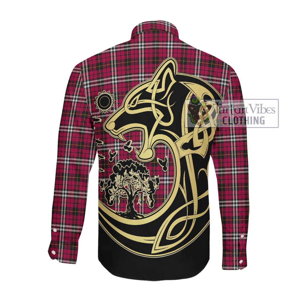 Tartan Vibes Clothing Little Tartan Long Sleeve Button Shirt with Family Crest Celtic Wolf Style