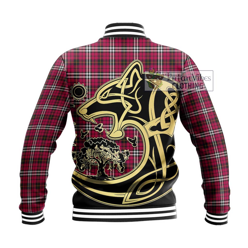 Tartan Vibes Clothing Little Tartan Baseball Jacket with Family Crest Celtic Wolf Style