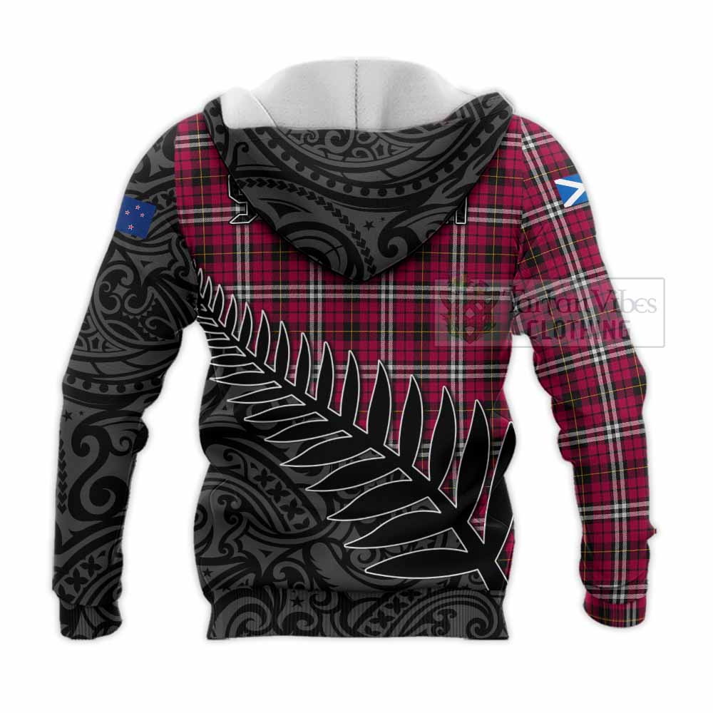 Tartan Vibes Clothing Little Crest Tartan Knitted Hoodie with New Zealand Silver Fern Half Style