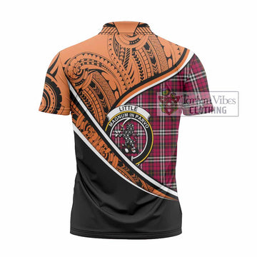 Little Crest Tartan Zipper Polo Shirt with Polynesian Vibes Style - Orange Version