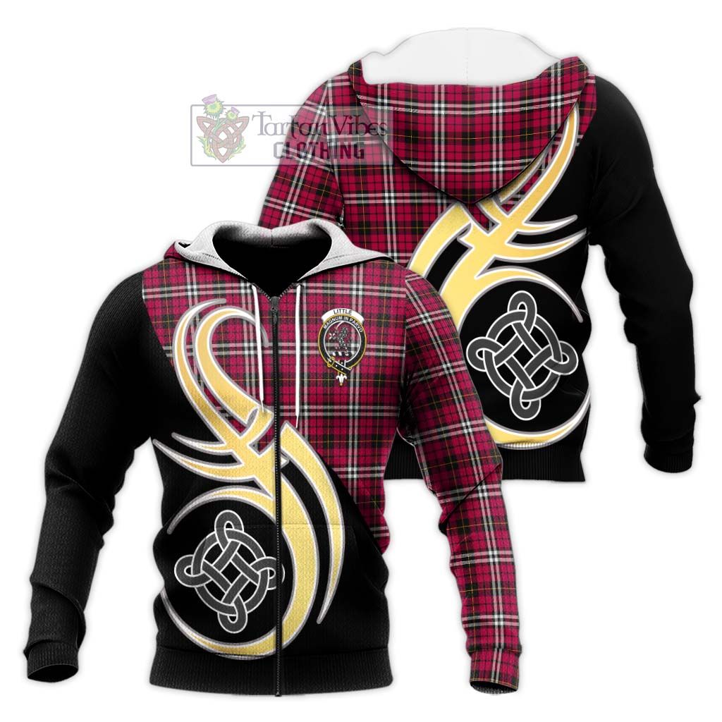 Tartan Vibes Clothing Little Tartan Knitted Hoodie with Family Crest and Celtic Symbol Style