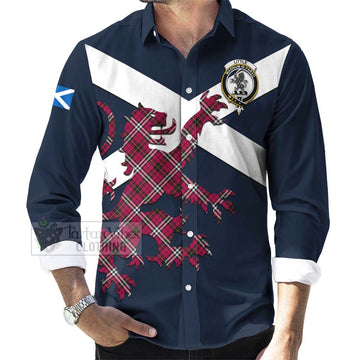 Little Tartan Lion Rampant Long Sleeve Button Shirt Proudly Display Your Heritage with Alba Gu Brath and Clan Name