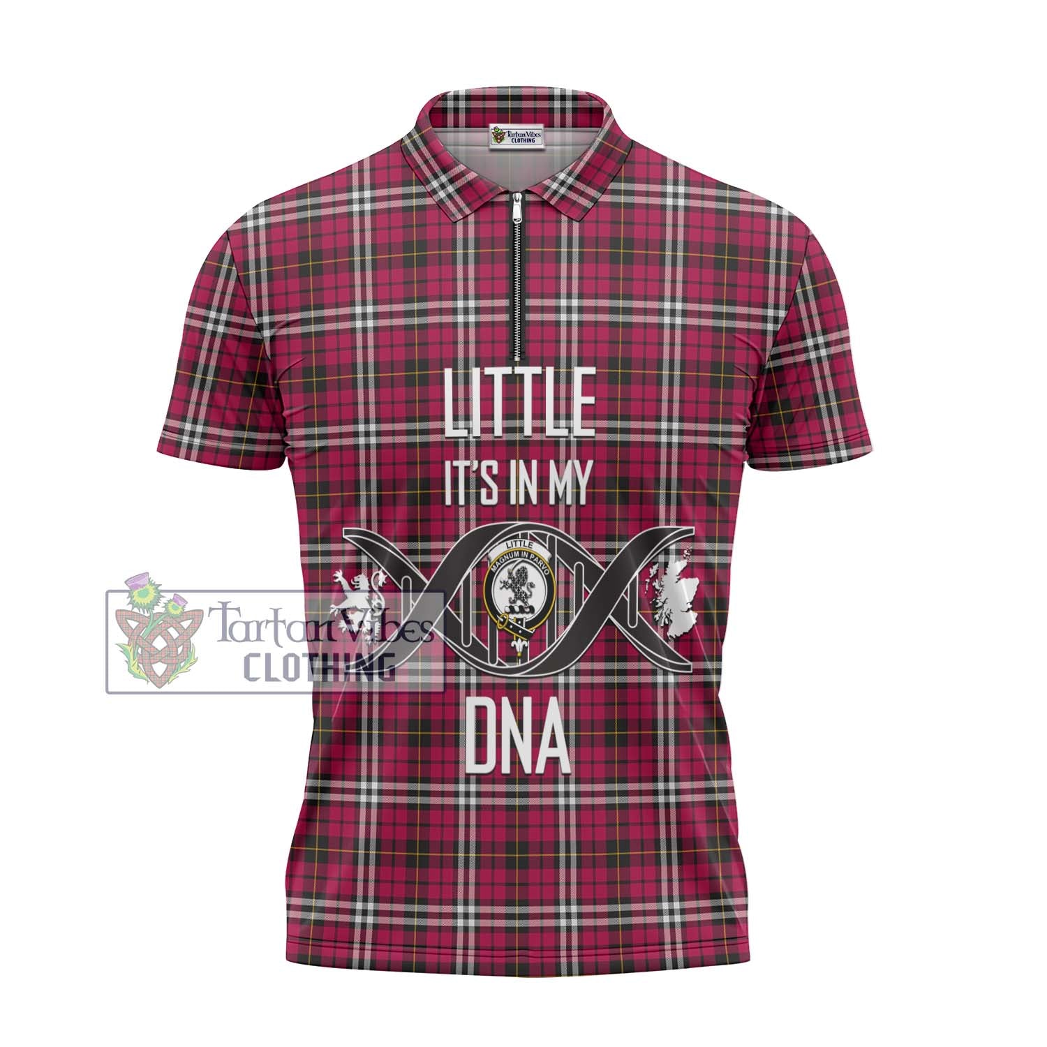 Tartan Vibes Clothing Little Tartan Zipper Polo Shirt with Family Crest DNA In Me Style