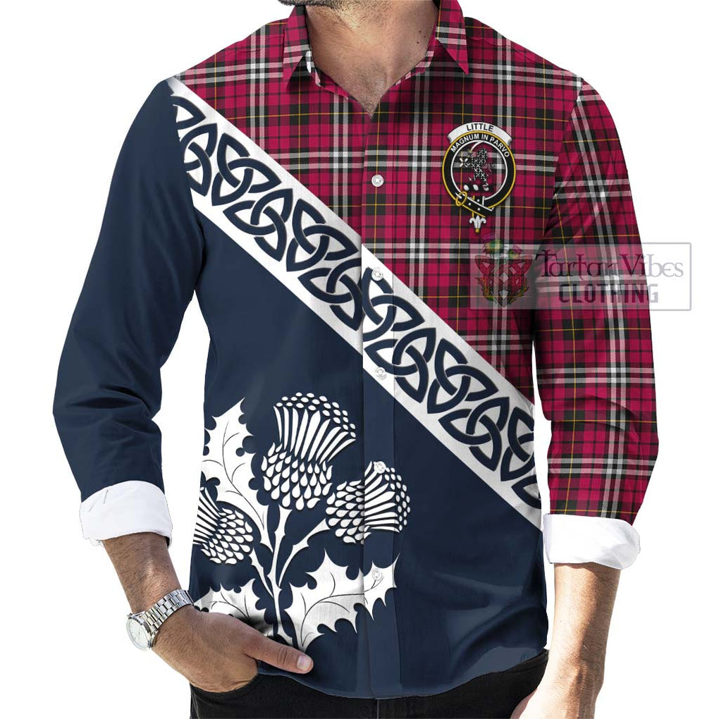 Tartan Vibes Clothing Little Tartan Long Sleeve Button Shirt Featuring Thistle and Scotland Map