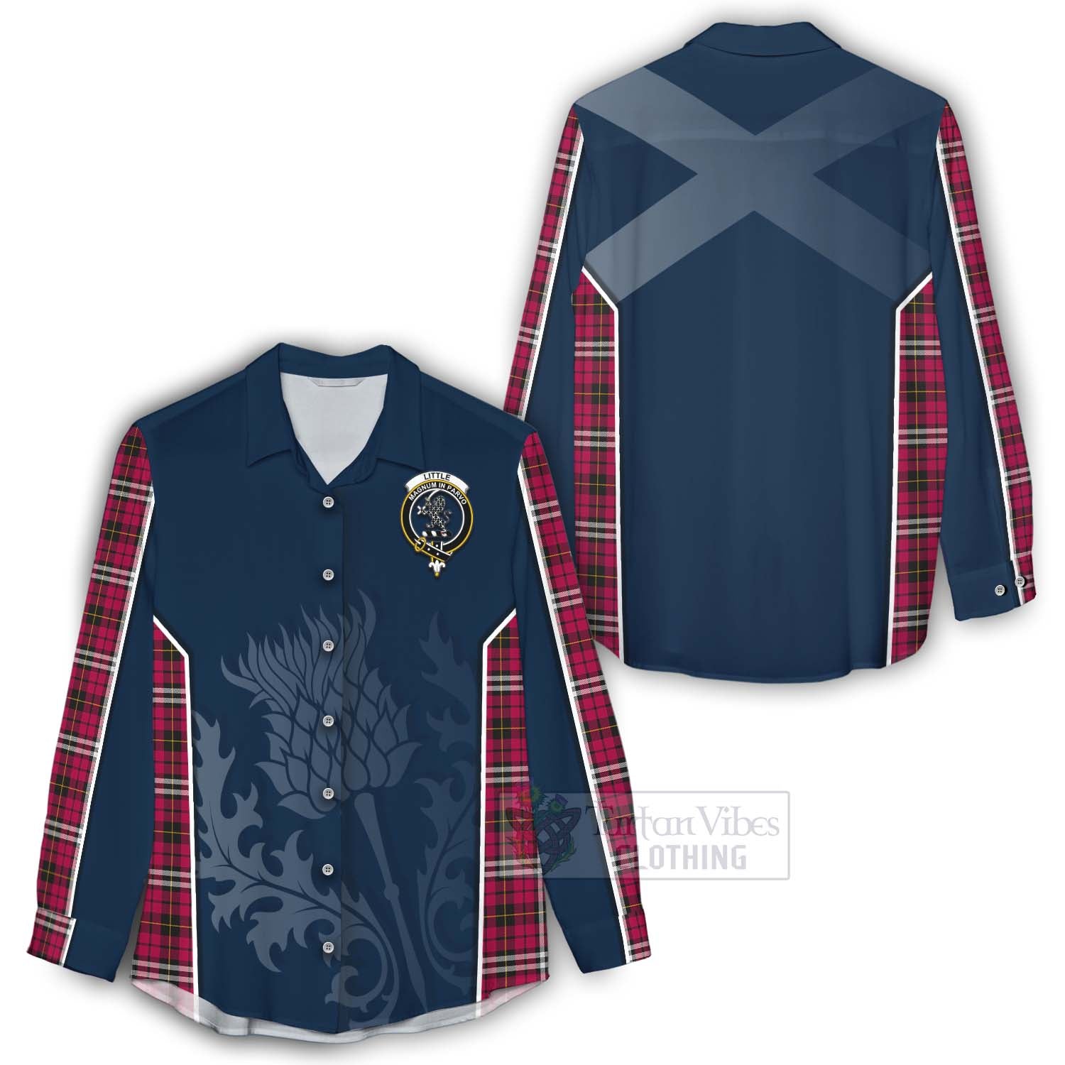 Tartan Vibes Clothing Little Tartan Women's Casual Shirt with Family Crest and Scottish Thistle Vibes Sport Style