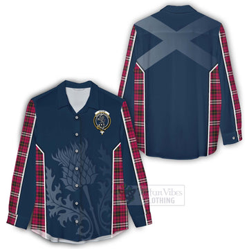 Little Tartan Women's Casual Shirt with Family Crest and Scottish Thistle Vibes Sport Style