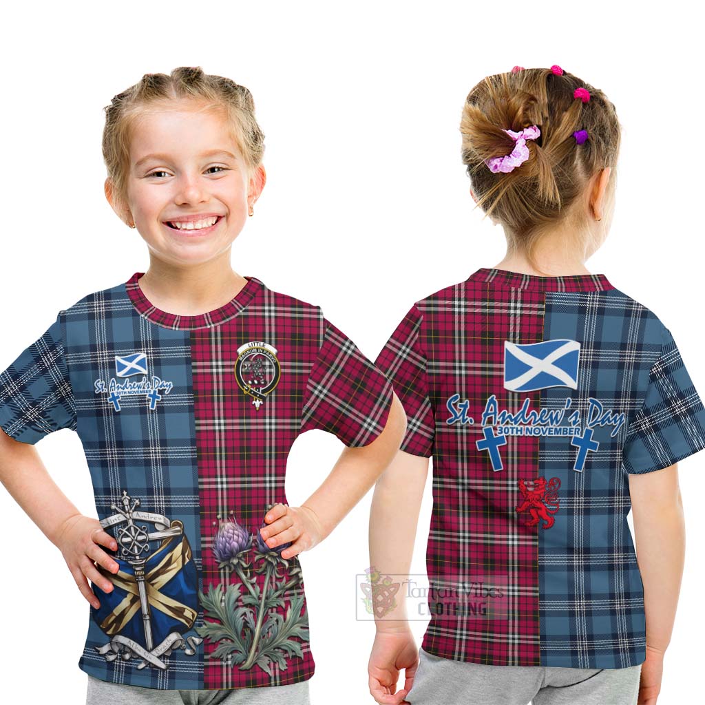 Tartan Vibes Clothing Little Tartan Kid T-Shirt Happy St. Andrew's Day Half Tartan Style