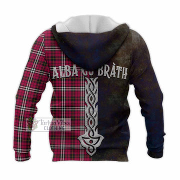 Little Tartan Family Crest Knitted Hoodie Alba Gu Brath Be Brave Lion Ancient Style - Tartan Vibes Clothing