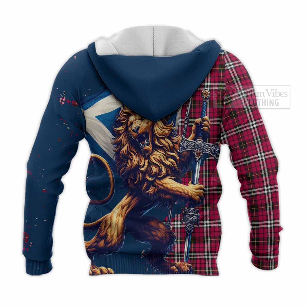 Tartan Vibes Clothing Little Tartan Family Crest Knitted Hoodie with Scottish Majestic Lion