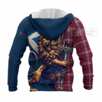 Little Tartan Family Crest Knitted Hoodie with Scottish Majestic Lion