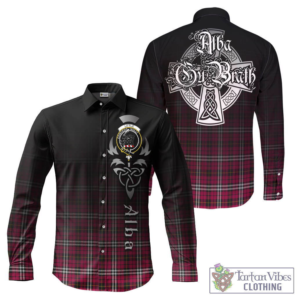 Tartan Vibes Clothing Little Tartan Long Sleeve Button Up Featuring Alba Gu Brath Family Crest Celtic Inspired