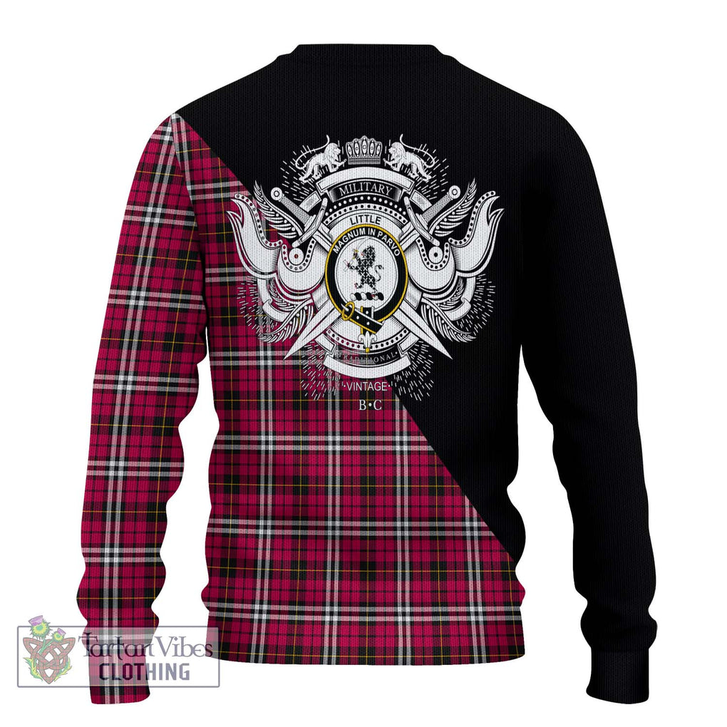 Little Tartan Knitted Sweater with Family Crest and Military Logo Style - Tartanvibesclothing Shop