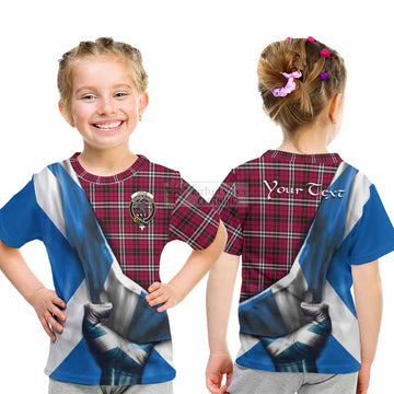 Little Tartan Kid T-Shirt with Family Crest Scotland Patriotic Style