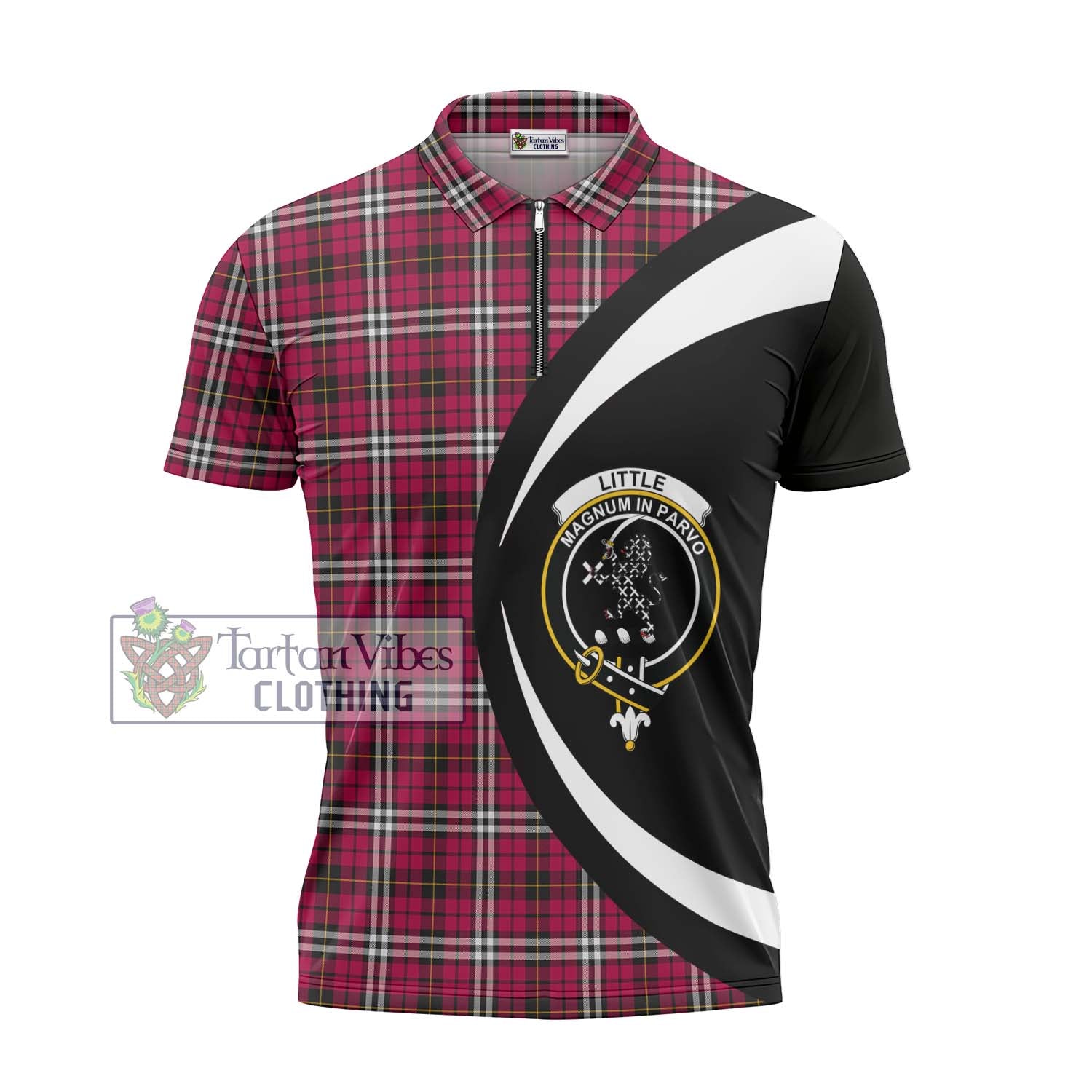 Tartan Vibes Clothing Little Tartan Zipper Polo Shirt with Family Crest Circle Style