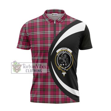 Little Tartan Zipper Polo Shirt with Family Crest Circle Style