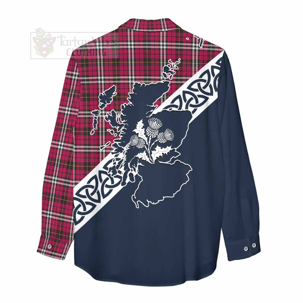 Tartan Vibes Clothing Little Tartan Women's Casual Shirt Featuring Thistle and Scotland Map