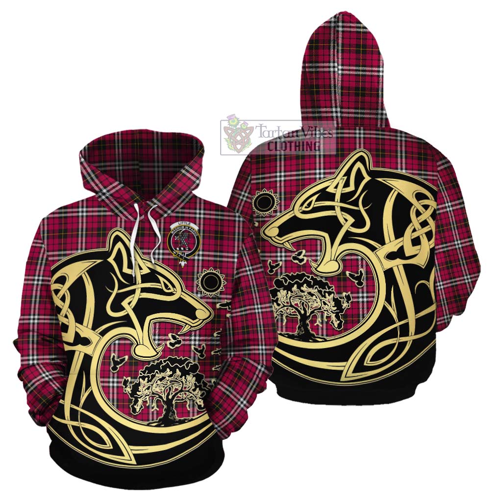 Tartan Vibes Clothing Little Tartan Cotton Hoodie with Family Crest Celtic Wolf Style