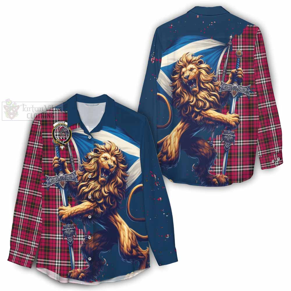 Tartan Vibes Clothing Little Tartan Family Crest Women's Casual Shirt with Scottish Majestic Lion